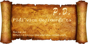 Plávics Dezideráta névjegykártya